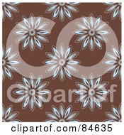 Poster, Art Print Of Seamless Repeat Background Of Blue And Brown Daisies On Brown