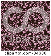 Royalty Free RF Clipart Illustration Of A Seamless Repeat Background Of Pink Floral Vines On Brown by BestVector
