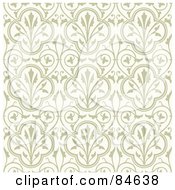Poster, Art Print Of Seamless Repeat Background Of Beige Flower Designs With Vines