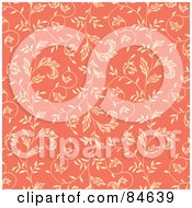 Royalty Free RF Clipart Illustration Of A Seamless Repeat Background Of Beige Ivy On Salmon Pink
