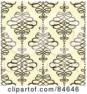 Royalty Free RF Clipart Illustration Of A Seamless Repeat Background Of Black Diamond Swirls On Beige