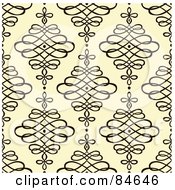 Poster, Art Print Of Seamless Repeat Background Of Black Diamond Swirls On Beige