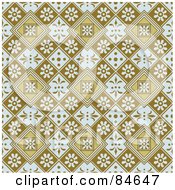 Poster, Art Print Of Seamless Repeat Background Of Floral Diamonds