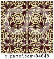 Royalty Free RF Clipart Illustration Of A Seamless Repeat Background Of Tan Floral Circles And Leaves On Brown by BestVector