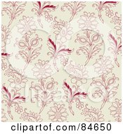 Royalty Free RF Clipart Illustration Of A Seamless Repeat Background Of Red Flowers On Beige