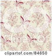 Poster, Art Print Of Seamless Repeat Background Of Red Flowers On Beige