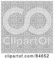 Poster, Art Print Of Seamless Repeat Background Of Gray Floral Squares