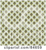 Royalty Free RF Clipart Illustration Of A Seamless Repeat Background Of Pink And Green Floral Patterns Over Blue