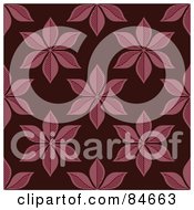 Royalty Free RF Clipart Illustration Of A Seamless Repeat Background Of Pink Star Like Flowers On Maroon