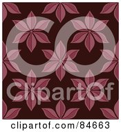 Poster, Art Print Of Seamless Repeat Background Of Pink Star Like Flowers On Maroon