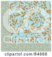 Poster, Art Print Of Seamless Repeat Background Of Brown And Blue Border And Background