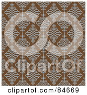 Poster, Art Print Of Seamless Repeat Background Of Blue Swirly Diamonds On Brown