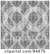 Poster, Art Print Of Seamless Repeat Background Of Royal Flourishes On Gray