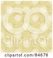 Royalty Free RF Clipart Illustration Of A Seamless Repeat Background Of White Circles And Green Leaves On Beige