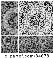 Poster, Art Print Of Seamless Repeat Background Of A Black And Gray Swirl Border And Background