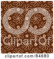 Royalty Free RF Clipart Illustration Of A Seamless Repeat Background Of Tan Spiral Flowers On Brown
