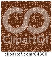 Poster, Art Print Of Seamless Repeat Background Of Tan Spiral Flowers On Brown