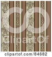 Poster, Art Print Of Seamless Repeat Background Of Vertical Stripes And Floral Designs