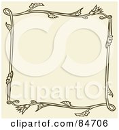 Poster, Art Print Of Beige Background With A Brown Floral Frame