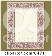 Royalty Free RF Clipart Illustration Of A Tan Background With A Border Of Red Floral Vines Around Blank Space