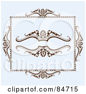 Poster, Art Print Of Digital Collage Of Elegant Brown Borders And Elements On Pastel Blue