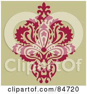 Royalty Free RF Clipart Illustration Of A Pink Floral Pattern On Tan Version 3