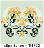 Royalty Free RF Clipart Illustration Of A Green Plant With Yellow Flowers On A Pastel Background