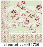 Poster, Art Print Of Seamless Repeat Background Of A Red And Beige Floral Border And Background
