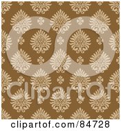 Royalty Free RF Clipart Illustration Of A Seamless Repeat Background Of Tan Floral Designs On Brown