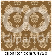 Poster, Art Print Of Seamless Repeat Background Of Tan Floral Designs On Brown