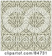 Poster, Art Print Of Seamless Repeat Background Of Floral Vines And Diamonds