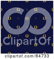 Royalty Free RF Clipart Illustration Of A Seamless Repeat Background Of Yellow Wreaths And Circles On Navy Blue