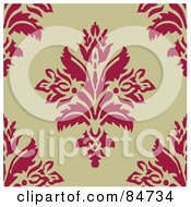 Poster, Art Print Of Seamless Repeat Background Of Pink Corners And Flowers On Tan