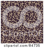 Royalty Free RF Clipart Illustration Of A Seamless Repeat Background Of Beige Vines On Dark Purple