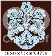 Royalty Free RF Clipart Illustration Of A Blue Floral Vase Design Element On Brown by BestVector