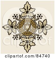 Royalty Free RF Clipart Illustration Of A Brown Floral Cross Design On Beige