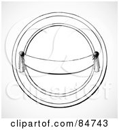 Royalty Free RF Clipart Illustration Of A Circle Frame With A Blank Banner