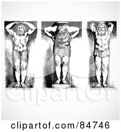 Poster, Art Print Of Digital Collage Of Three Black And White Male Statues