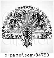 Royalty Free RF Clipart Illustration Of A Black And White Royal Hand Fan