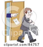 Poster, Art Print Of Sad Unemployed Businessman Being Kicked Out Of An Office