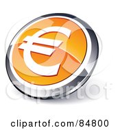 Poster, Art Print Of Shiny Orange Euro App Button With A Chrome Rim