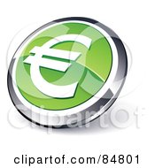 Poster, Art Print Of Shiny Green Euro App Button With A Chrome Rim