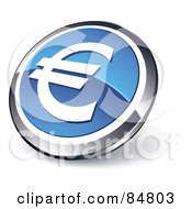 Poster, Art Print Of Shiny Blue Euro App Button With A Chrome Rim
