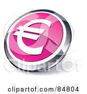 Poster, Art Print Of Shiny Pink Euro App Button With A Chrome Rim