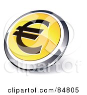 Poster, Art Print Of Shiny Yellow Euro App Button With A Chrome Rim