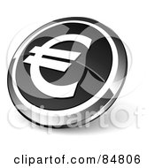 Poster, Art Print Of Shiny Black Euro App Button With A Chrome Rim