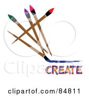 Poster, Art Print Of Colorful Paintbrushes Over Create