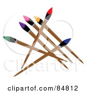 Poster, Art Print Of Group Of Artist Paintbrushes With Colorful Tips