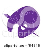 Purple Artist Palette With A Paintbrush
