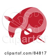 Poster, Art Print Of Red Artist Palette With A Paintbrush